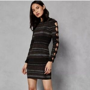 Ted Baker London Simona Metallic Sparkle Bow Bodycon Dress Ted Size 1 ( US 4)
